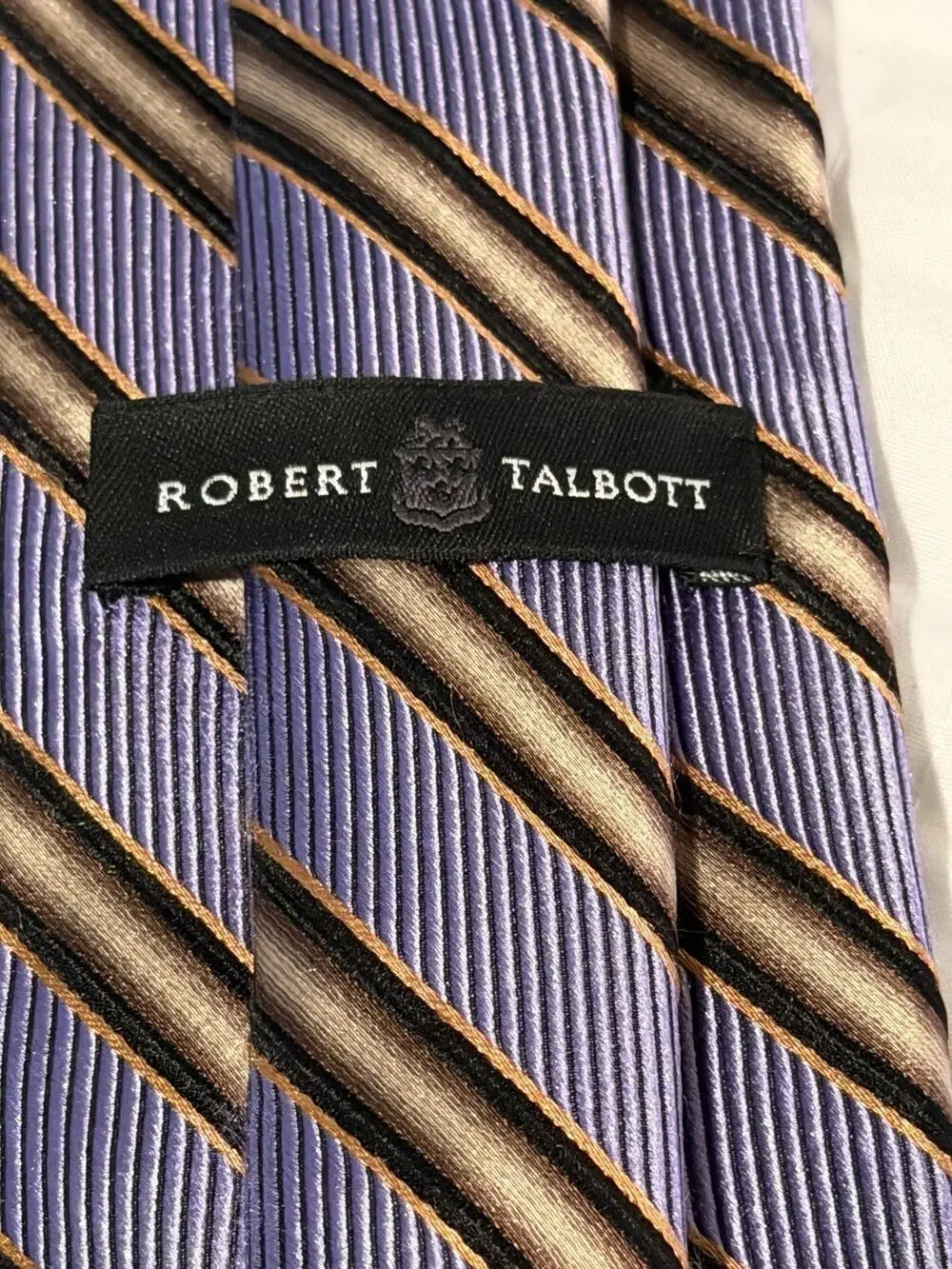 Robert Talbott Silk Tie Made USA Purple Brown Orange Striped Mens Necktie